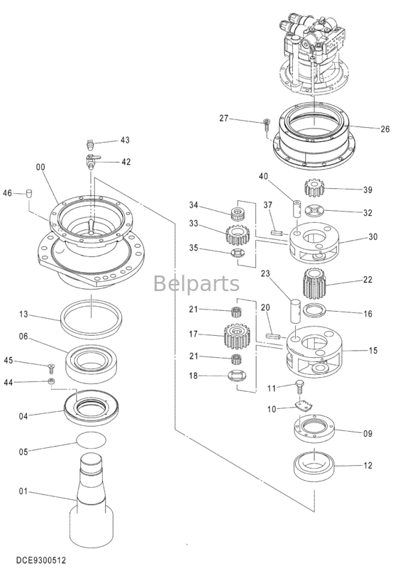 چرخ دنده ماشین بیل مکانیکی ZX470LC-5G 9300512 Swing Reduction Assy برای هیتاچی
