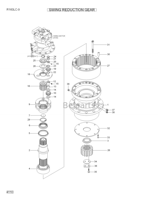 بیل مکانیکی کوچک R160LC-9 R210LC-9 Swing Reduction Assy 31Q6-10140 گیربکس چرخشی برای هیوندای