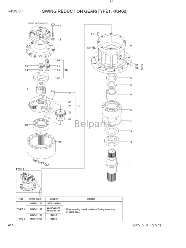 قطعات موتور ماشین آلات MP1104K میل لنگ موتور یاتاقان اصلی JO5C H07CT J08C