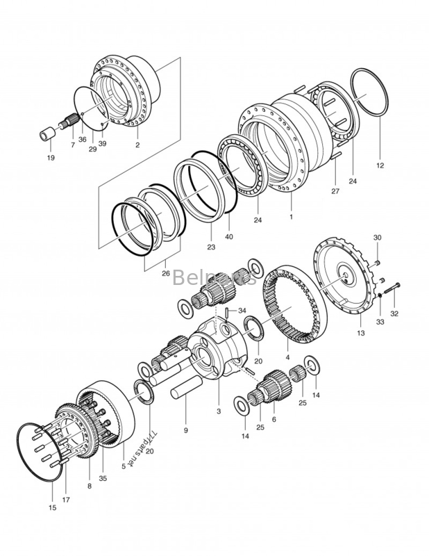 موتورهای مسافرتی بیل مکانیکی DX255LC K1011413A موتور هیدرولیک مسافرتی برای دوسان