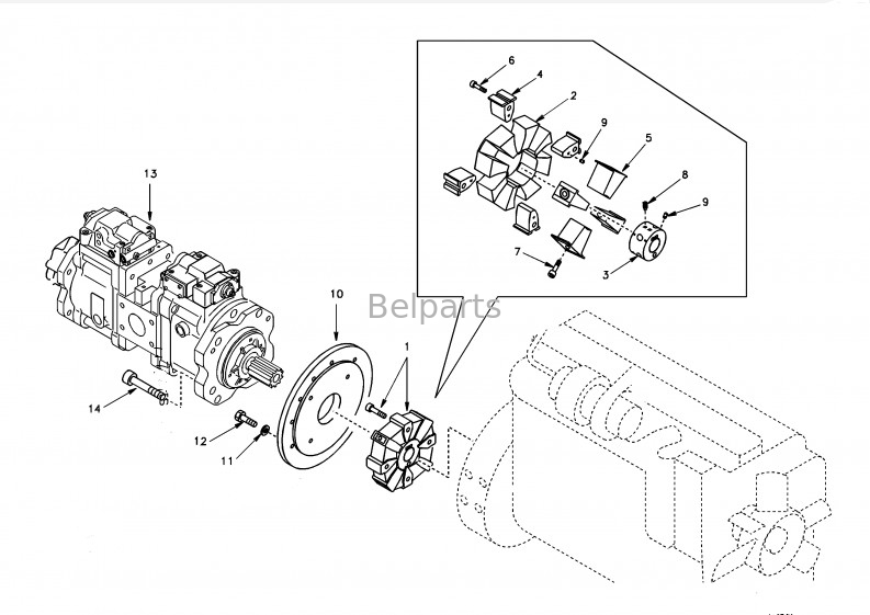Belparts Excavator Ec240 Ec460 Ec360 پمپ اصلی هیدرولیک برای  SA 1142-00531