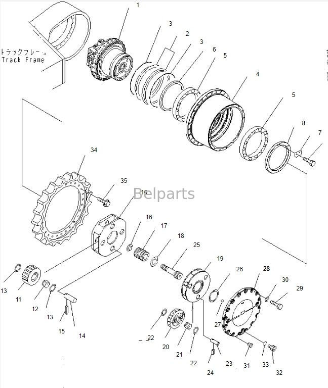 قطعات Bel Excavator Travel Motor Assy برای کوماتسو PC450-8 Final Drive Assy 208-27-00243 208-27-00243 208-27-00312