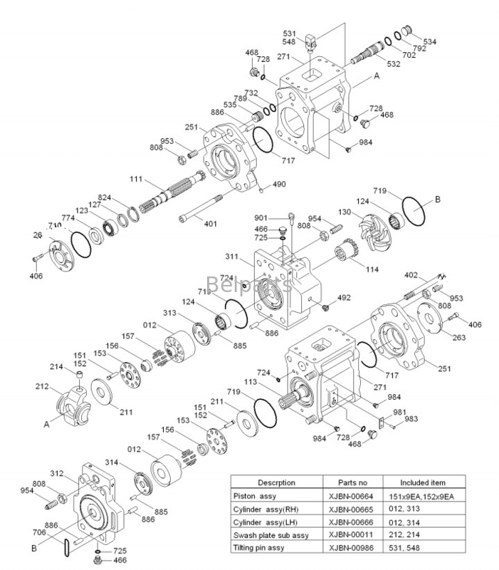 قطعات حفاری برای پمپ هیدرولیک هیوندای R450lc 31NB-10010 31NB-10020 31NB-10022