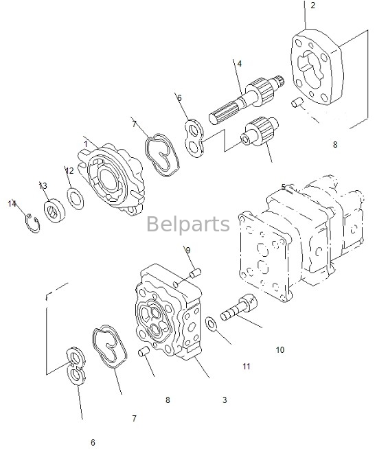 PC50MR-2 9086 Belparts Excavator پمپ اصلی برای پمپ هیدرولیک کاماتسو 708-3S-00461 705-41-08090