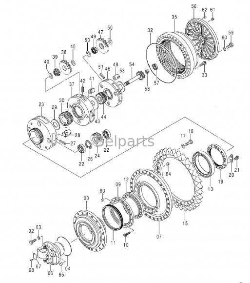 EX1200-6 برای هیتاچی 9270013 Belparts Excavator Travel Motor assy 9301479 Final Drive Assy