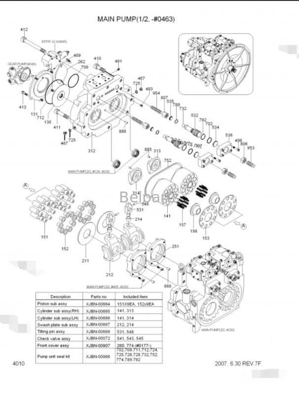 پمپ اصلی حفاری Belparts R450LC-7 R500LC-7 پمپ هیدرولیک 31NB-10010 31NB-10020 31NB-10022 برای هیوندای