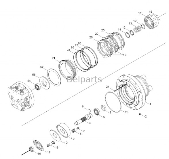 R55-7 R55-7A Final Drive Assy Belparts Excavator Travel Motor Assy 31M8-40010 31M8-40020 برای هیوندای