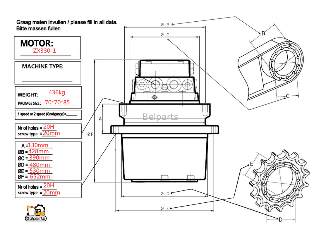 قطعات بیل U15-3 KX41.2 KX41.2V KX36.3 K008 حفاری موتور هیدرولیک Kubota15 SK1.5 برای TM01