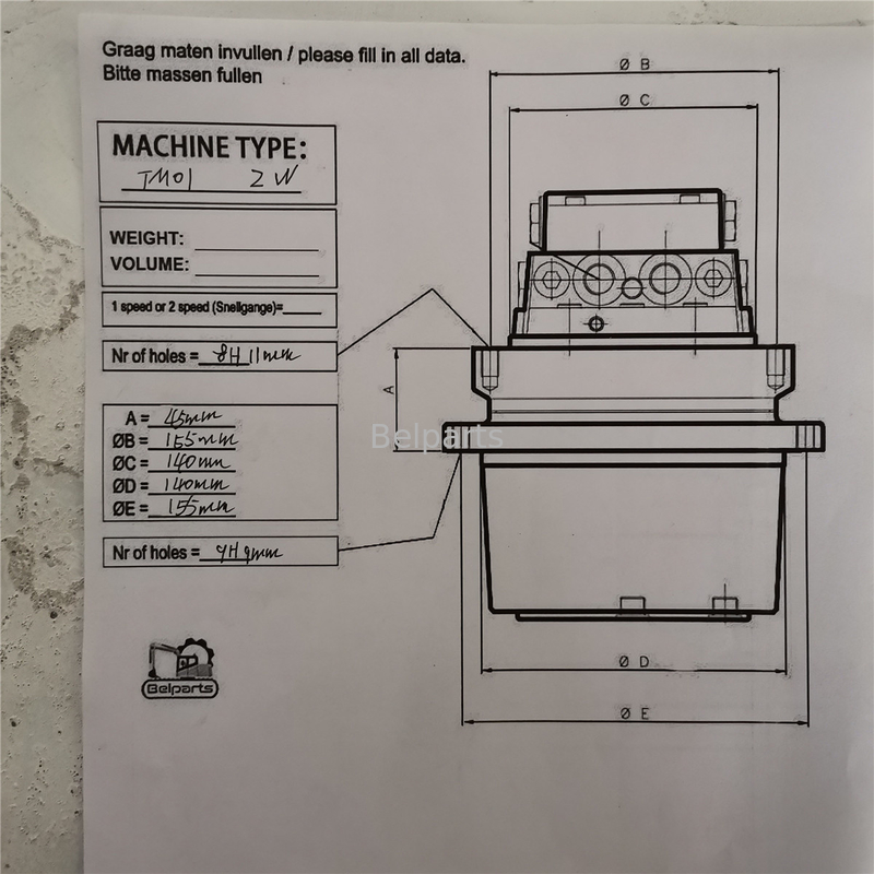 هیتاچی ZX18 IHI 10F2 CX18 Kubota15 SK1.5 Excavator موتور هیدرولیک برای TM01 Final Drive