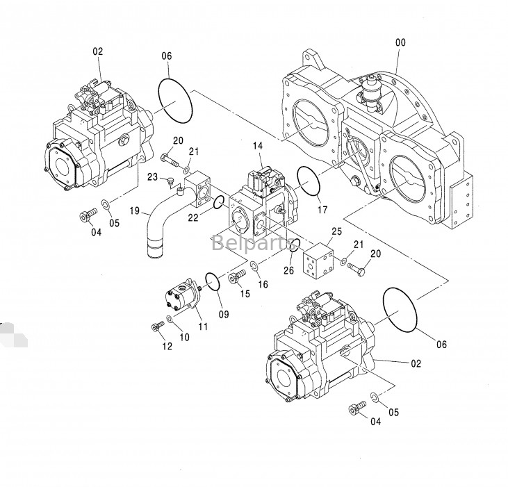 هیدرولیک پمپ Assy برای K3V280