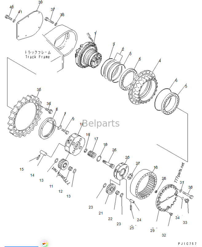 قطعات یدکی بیل مکانیکی Belparts PC300-7 207-27-71140 708-8H-00320 قطعات تعویض بلبرینگ گیربکس حرکت بیل مکانیکی