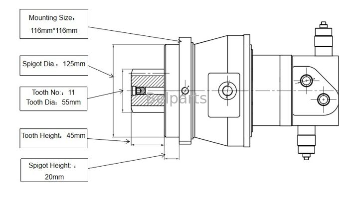موتور چرخشی برای ZX16-3 ZX17U-2 ZX17UNA-2 ZX18-3 بیل مکانیکی هیتاچی، قطعات یدکی 4654366 دستگاه چرخشی