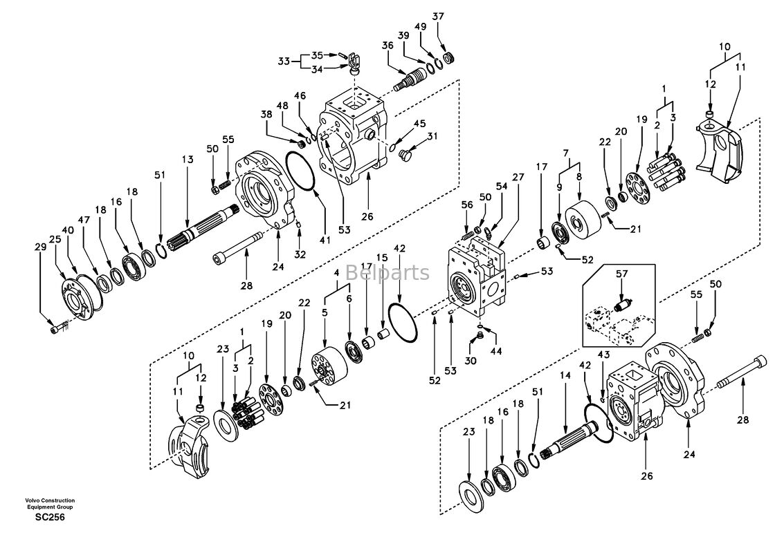 پمپ هیدرولیک EC140 برای قطعات یدکی بیل مکانیکی K3V63DT-9N09-14T پمپ پیستون اصلی SA 1142-05460