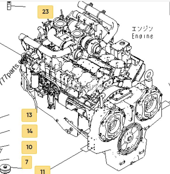 مجموعه موتور دیزل CUMMINSS SAA12V140E-3C-02 برای محفر KOMATSU PC2000-8