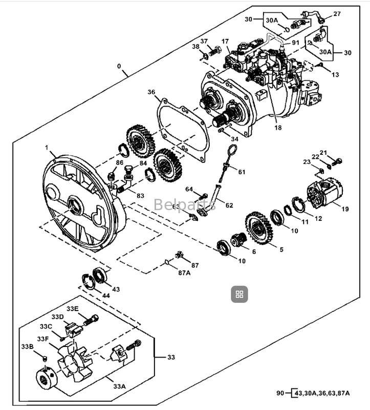 پمپ هیدرولیک اصلی John Dere 200DLC 200D LC 9262320 PG200134 Fit Excavator Parts Belparts