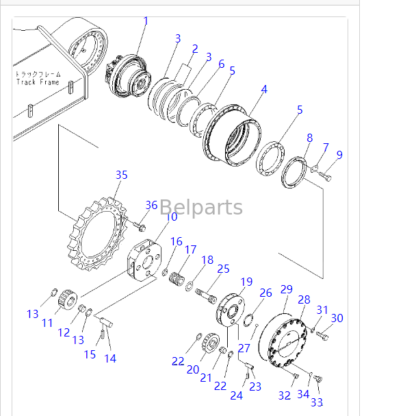208-27-00411 208-27-00421 درایو نهایی برای KOMATSU PC390LC-10 PC400-7 PC400LC-7 PC450-7 PC450LC-7 PC450-8 PC450LC-8 بیل مکانیکی مسافرتی موتور با کاهش