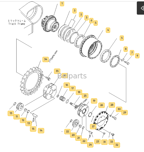 208-27-00240 درایور نهایی برای PC400-7 PC400LC-7 PC450-7 PC450LC-7 قطعات بیل مکانیکی موتور مسافرتی با کاهش دهنده مسیر گیربکس