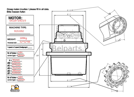 قطعات معدنی EX120-5 EX120-6 EX120-2 EX120-3 درایو نهایی برای 9150030 هیتاچی