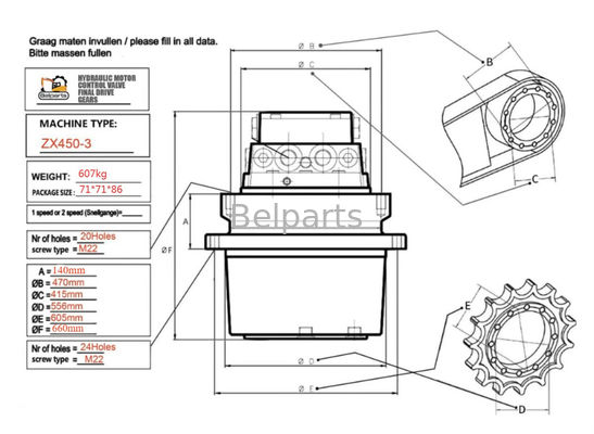 هیتاچی ZX450 ZX480 Excavator Travel Motor Gearbox 9186918 9203565 مونتاژ